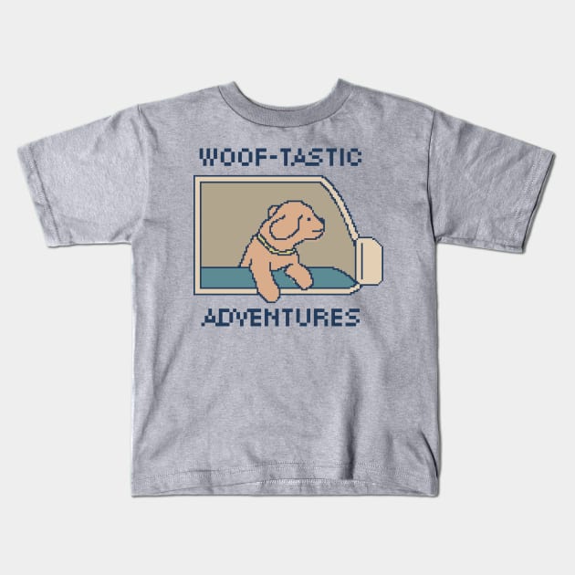 Woof-tastic Adventures - 8bit Kids T-Shirt by pxlboy